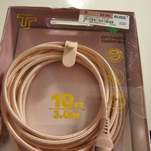 TT USB TYPE-B BRAIDED CHARGING CABLE, 10Ft, 3m PINK