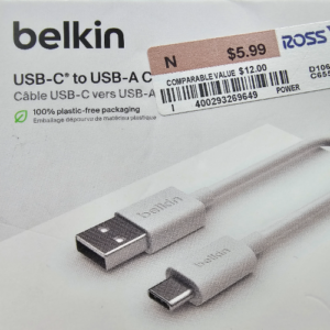 Belkin USB 2.0 USB-A to USB-C Charge Cable, 6 Ft, 1.8 M (White)