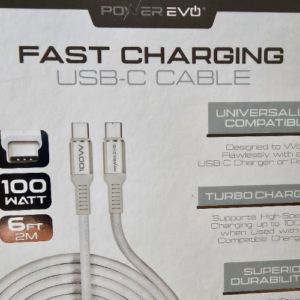 POWER EVO FAST CHARGING USB-C CABLE 6 FT 2M 100W
