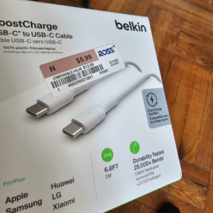 Belkin USB 2.0 USB-A to USB-C Charge Cable, 6.6 Ft, 2M (White)