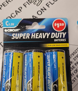 E-Circuit Super Heavy Duty C Batteries, 3-pc Pack.