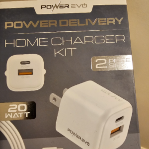 POWER EVO HOME CHARGER KIT DUAL PORT 20 WATT WHITE