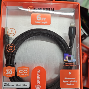GRIFFIN 6 FT WHITE LIGHTENING TO USB A CHARGING CABLE FOR iPHONE