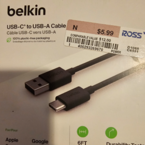 Belkin USB 2.0 USB-A to USB-C Charge Cable, 6 Ft, 1.8 M (BLACK)