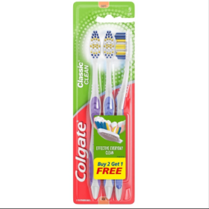 Colgate 3 toothbrushes Classic Clean Soft-Bristle