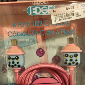 EDGE USB 2.0 USB-C to USB-C Charge Cable, 6 Ft, 2 M (PINK)