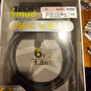 TECH MOD TYPE-C TO TYPE-C 2M SUPER FAST CHARGING CABLE 60W BLACK