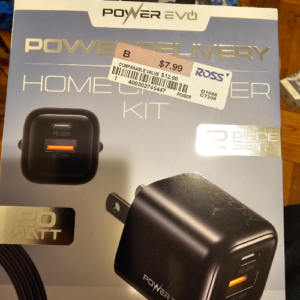 POWER EVO HOME CHARGER KIT DUAL PORT 20 WATT BLACK
