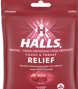Halls Relief Menthol Cherry Cough Drops, 14-ct. Bag