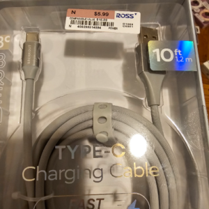 BREAKOUT USB TYPE-B BRAIDED CHARGING CABLE, 10Ft, 3m GRAY