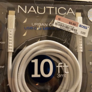 Nautica 65W PD USB-C to USB-C Braided Cable – 10FT, 3M